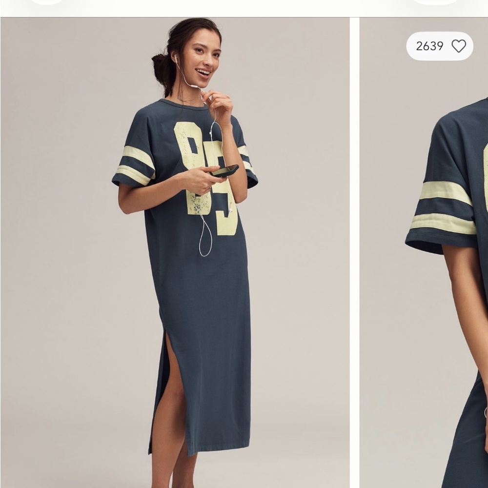 Anthropologie Navy Midi Dress with Cream Stripes - Picture 8 of 8